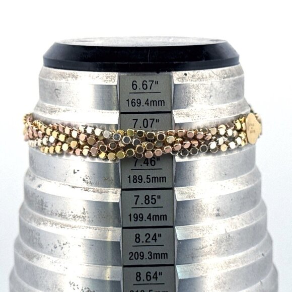 Estate Sterling Silver 925 Tri-Color Bead Multi-Strand Bracelet 7" Italy - Picture 6 of 8